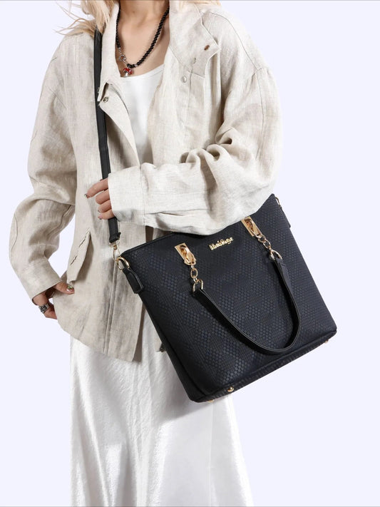 6 - Piece Leather Textured Bag SetBag