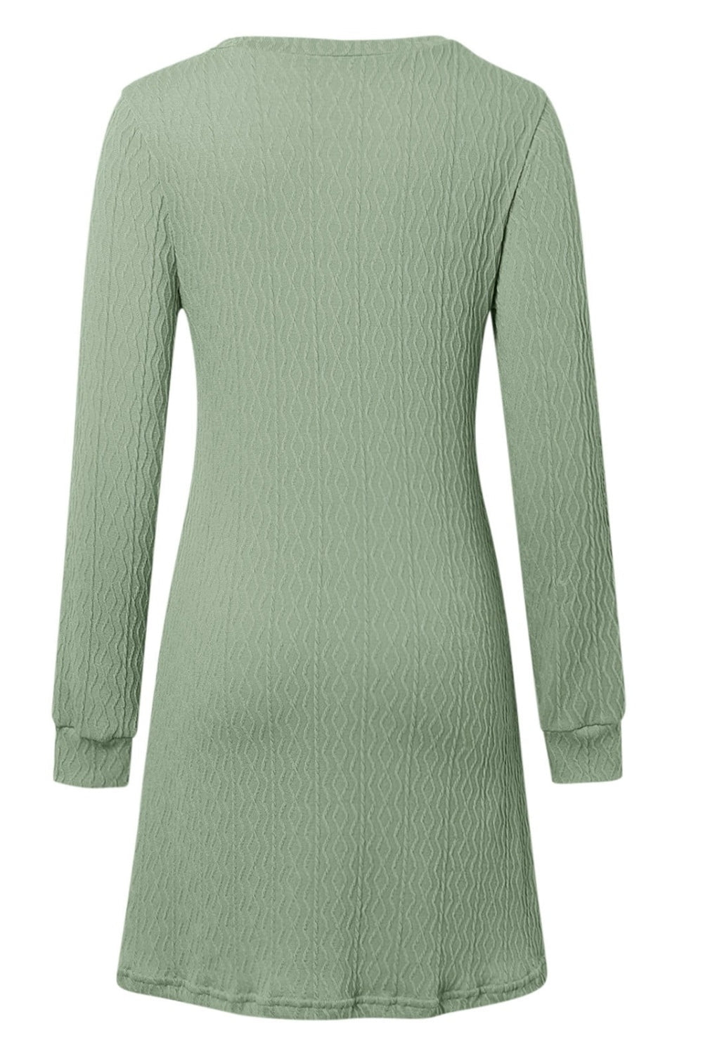 Texture V-Neck Long Sleeve Dress - Classique Collection
