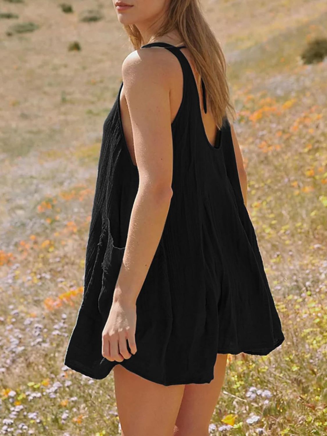 Devine Tied Scoop Neck Wide Strap Mini Dress - Classique Collection