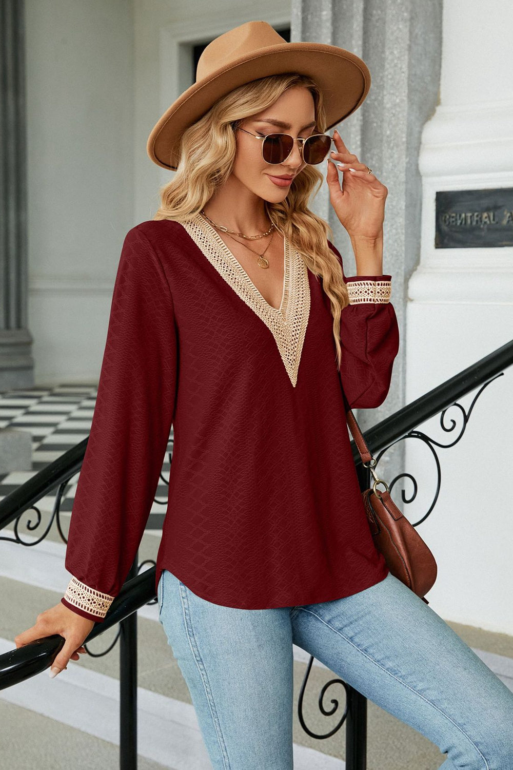 V-Neck Long Sleeve Blouse - Classique Collection