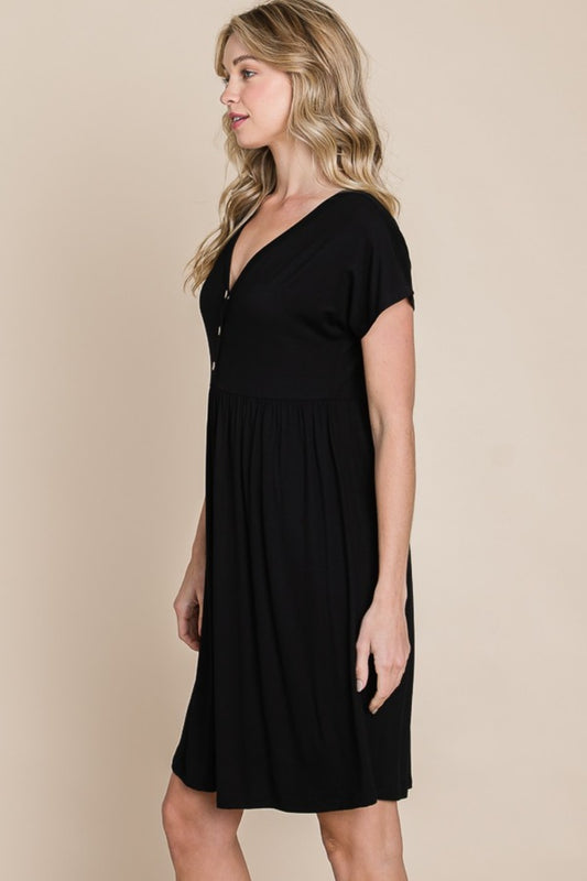 BOMBOM V-Neck Short Sleeve Dress - Classique Collection