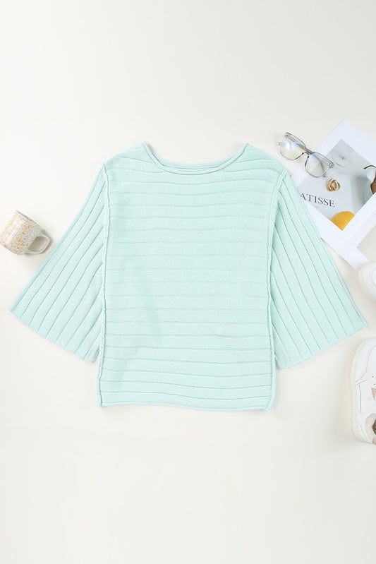 Round Neck Exposed Seams Pullover Top - Classique Collection
