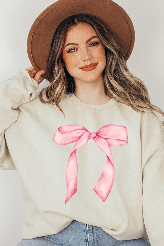 Pink Coquette Bow Graphic Plus Sweatshirt - ClassiQ