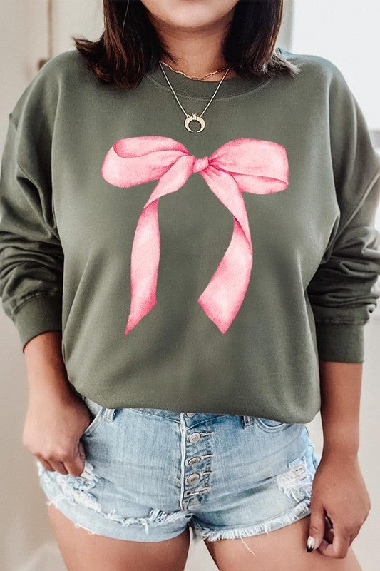 Pink Coquette Bow Graphic Plus Sweatshirt - ClassiQ