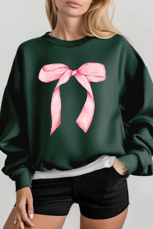 Pink Coquette Bow Graphic Plus Sweatshirt - ClassiQ