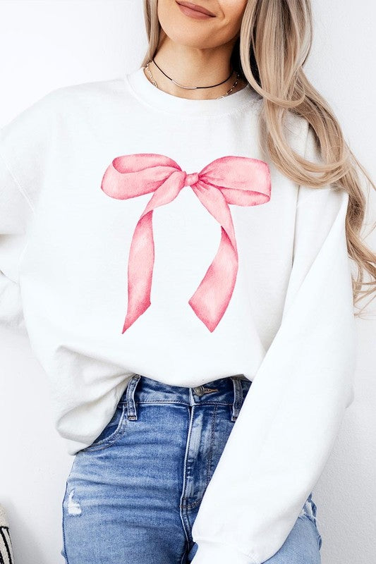 Pink Coquette Bow Graphic Plus Sweatshirt - ClassiQ
