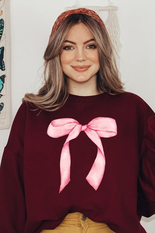 Pink Coquette Bow Graphic Plus Sweatshirt - ClassiQ
