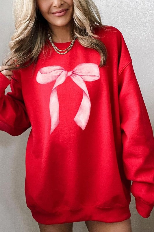 Pink Coquette Bow Graphic Plus Sweatshirt - ClassiQ