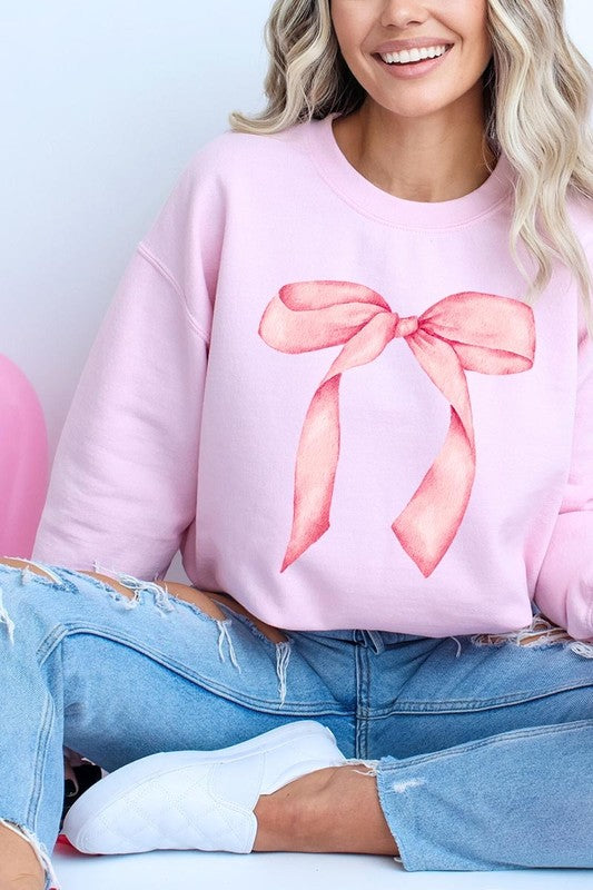 Pink Coquette Bow Graphic Plus Sweatshirt - ClassiQ