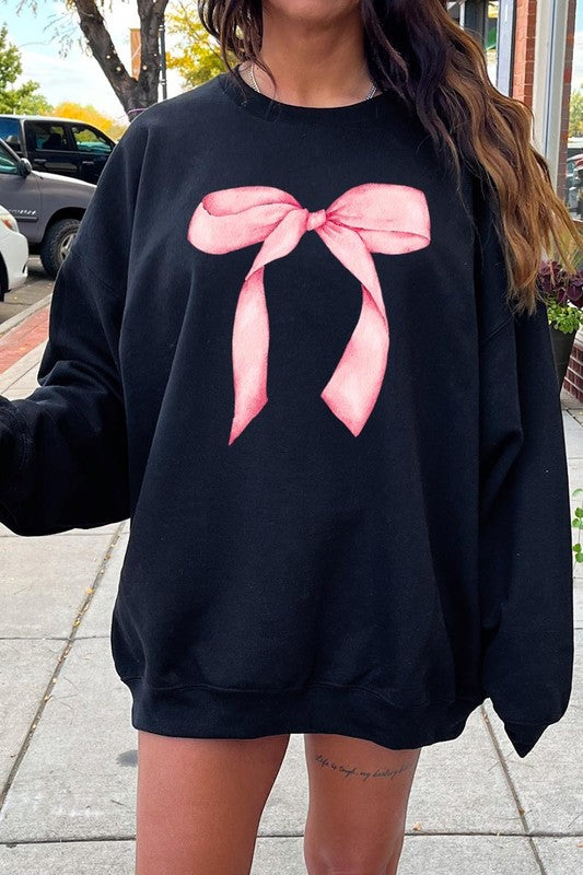 Pink Coquette Bow Graphic Plus Sweatshirt - ClassiQ
