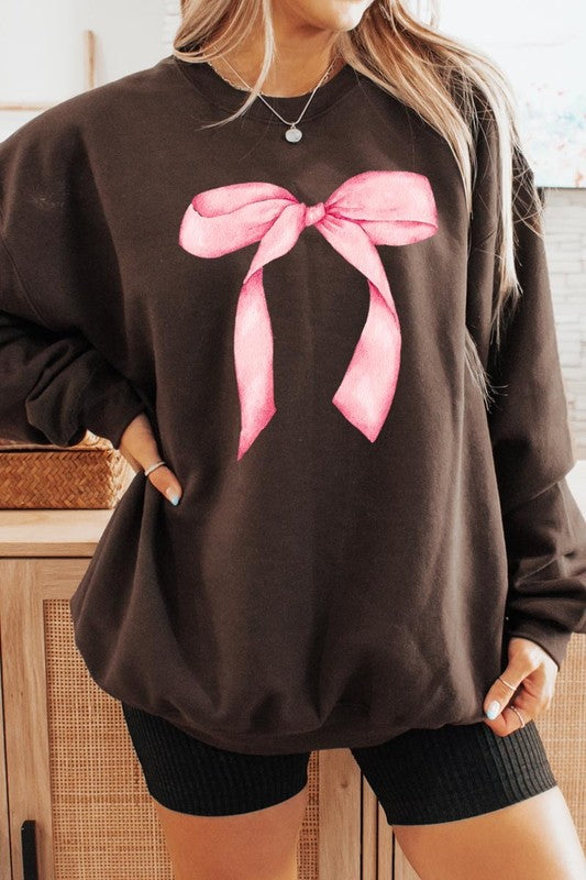 Pink Coquette Bow Graphic Plus Sweatshirt - ClassiQ