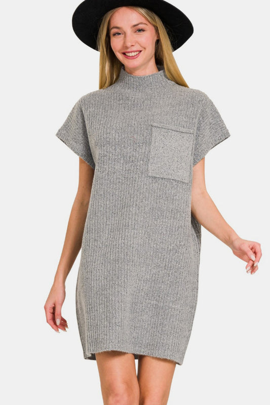 Zenana Short Sleeve Sweater Mini Dress - Classique Collection