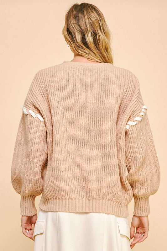 Davi & Dani Lace-Up Ribbon Bow Button Down Cardigan - Classique Collection
