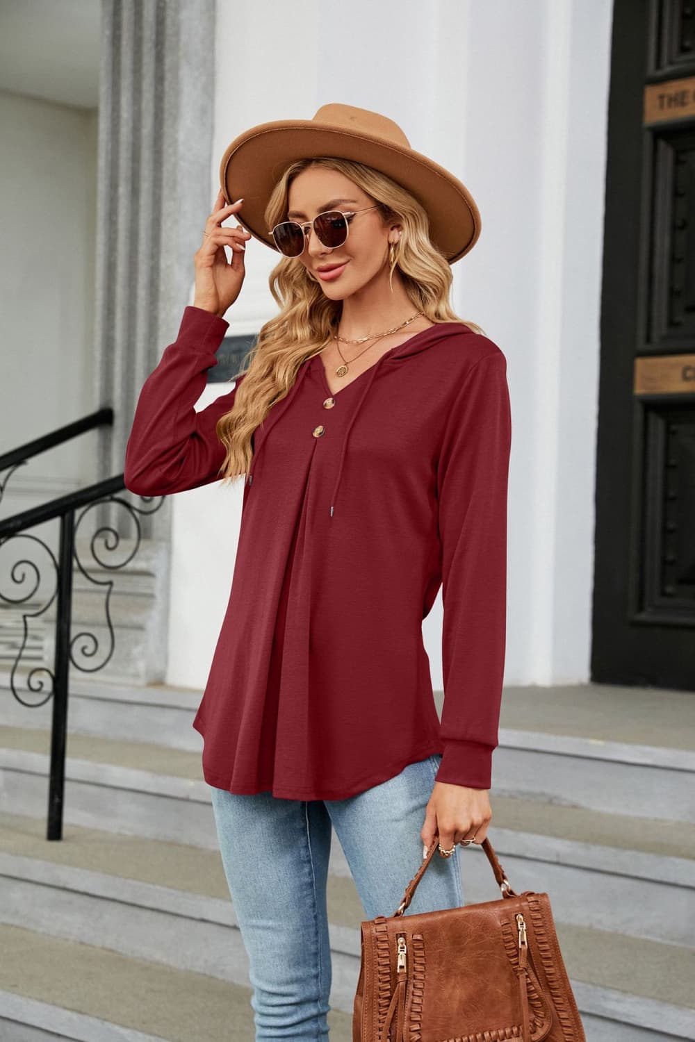 Long Sleeve Hooded Blouse - Classique Collection