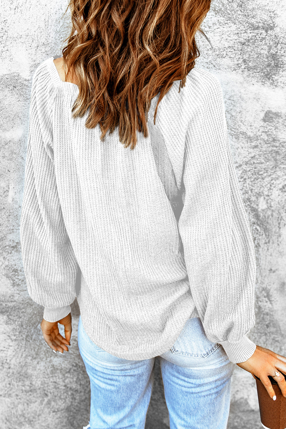 Square Neck Waffle-Knit Top - Classique Collection