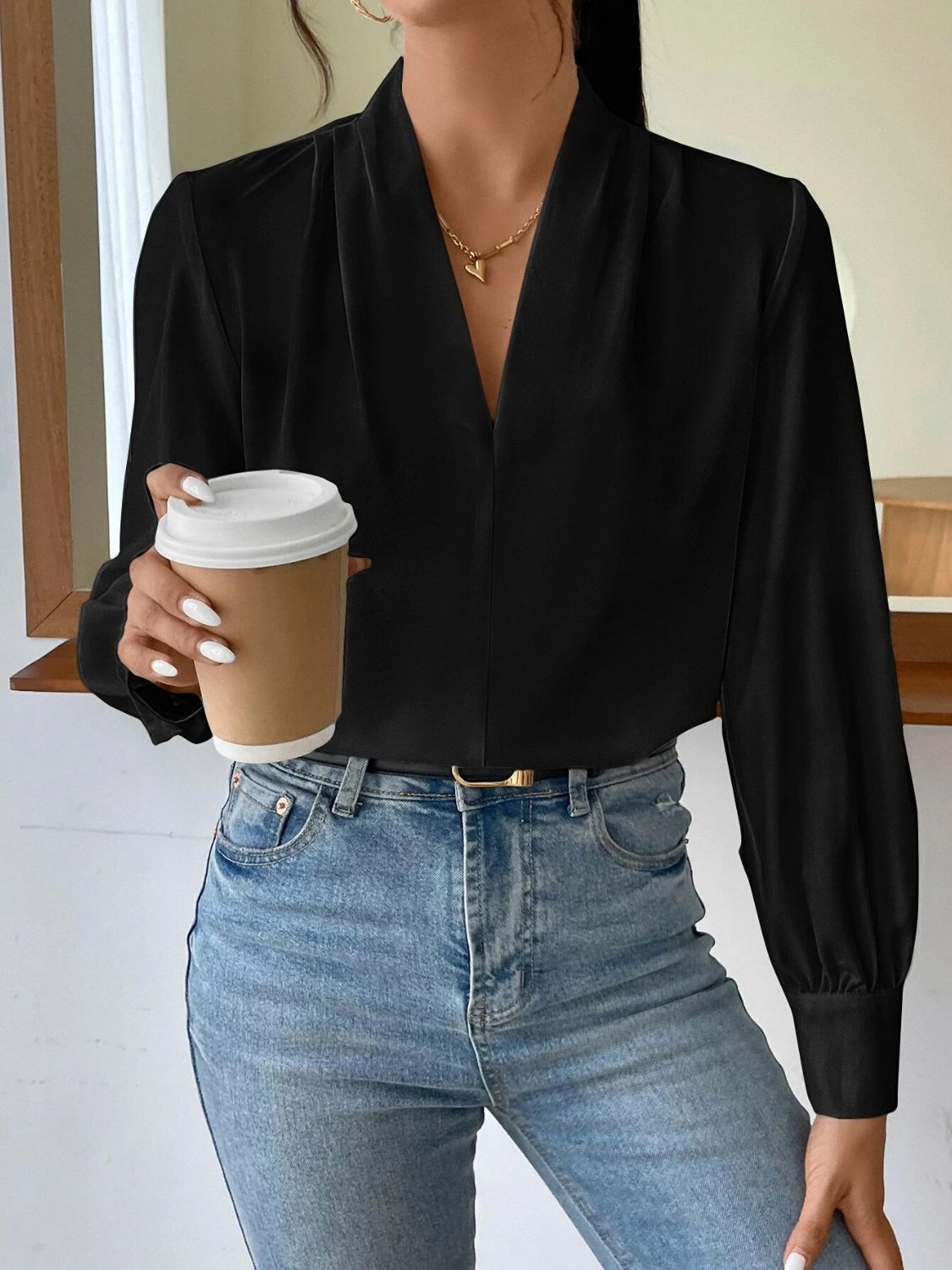 V Neck Long Sleeve Top - Classique Collection