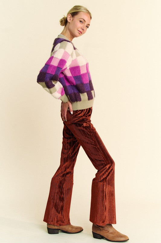Davi & Dani Elastic Waist Knit Flare Pants - Classique Collection