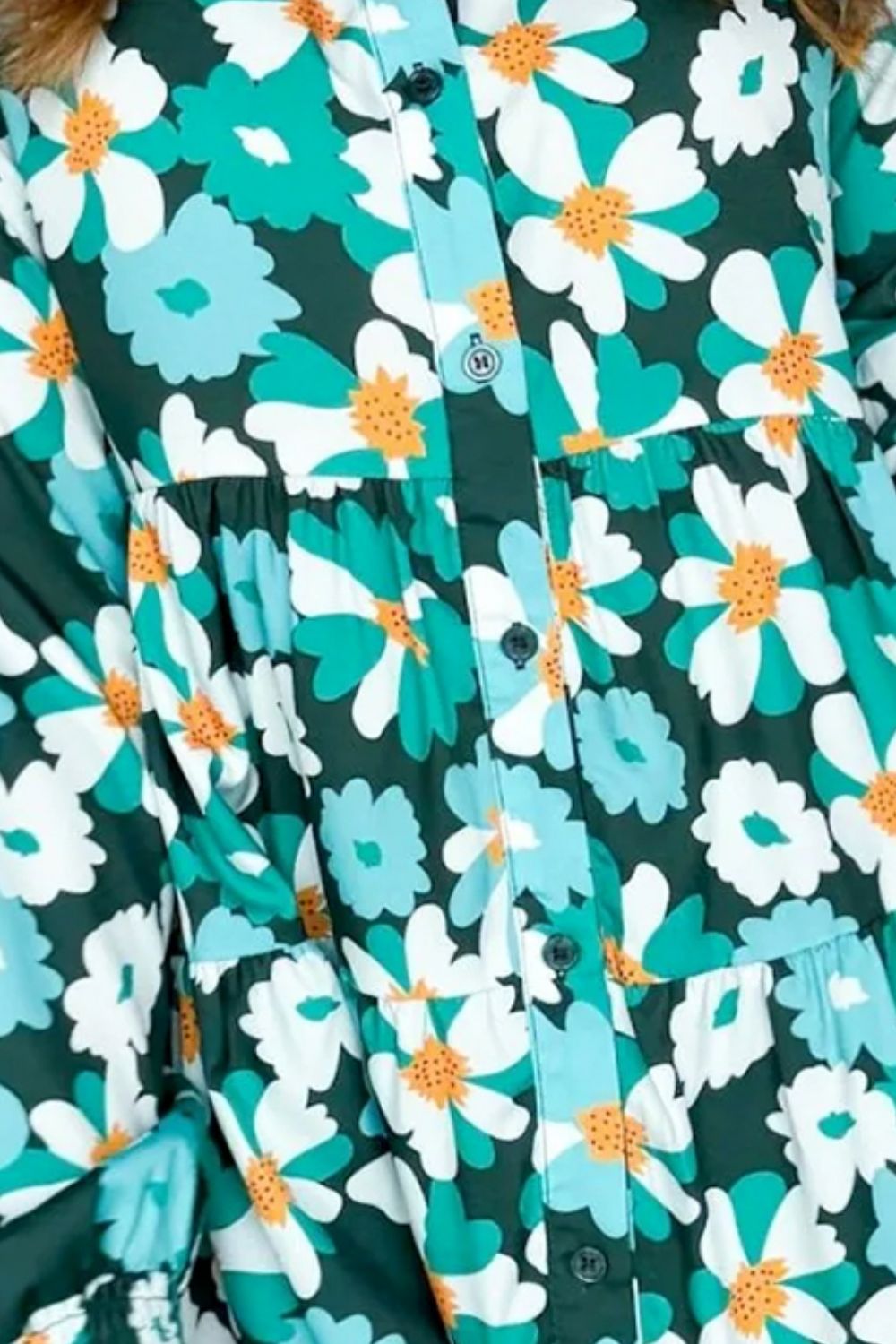 Printed Collared Neck Lantern Sleeve Mini Dress - Classique Collection