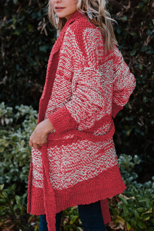 Contrast Trim Open Front Longline Cardigan - Classique Collection