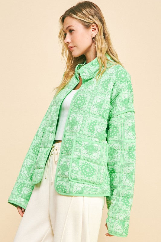 Davi & Dani Vintage Print Open Front Jacket with Pockets - Classique Collection