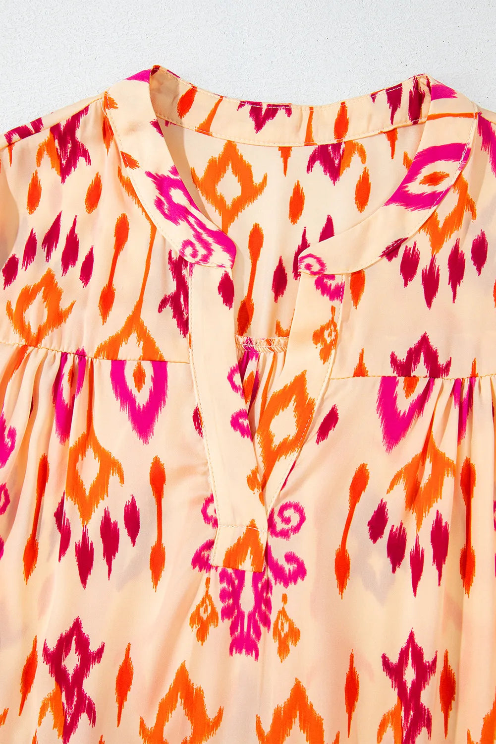 Tiered Printed Notched Long Sleeve Midi Dress - Classique Collection