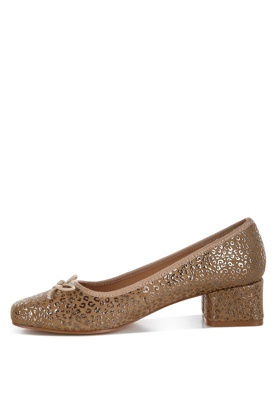 Ningen Leopard Print Block Heel Ballerinas - Classique Collection
