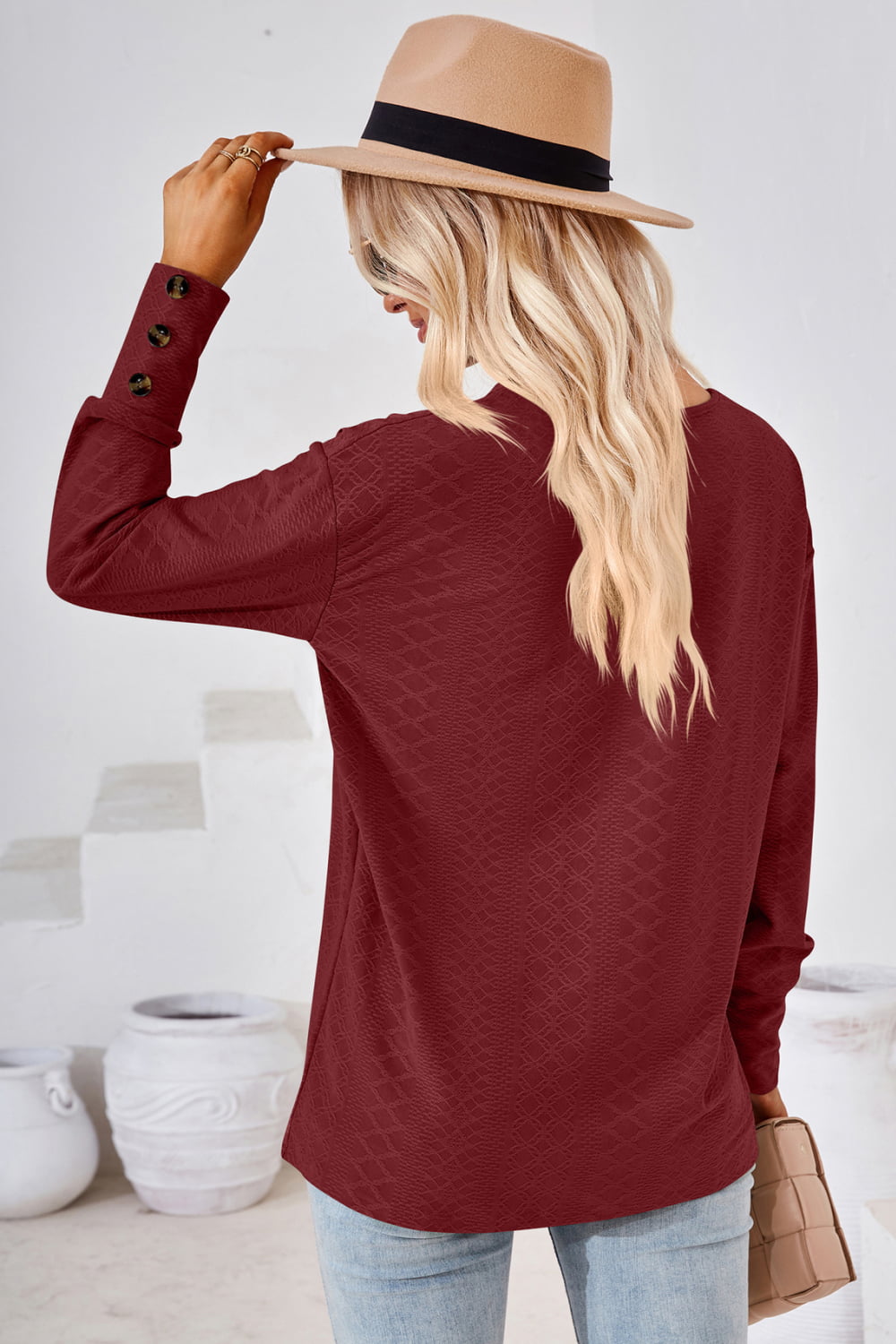 V-Neck Long Sleeve Blouse - Classique Collection