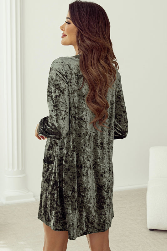 Notched Long Sleeve Mini Dress with Pockets - Classique Collection