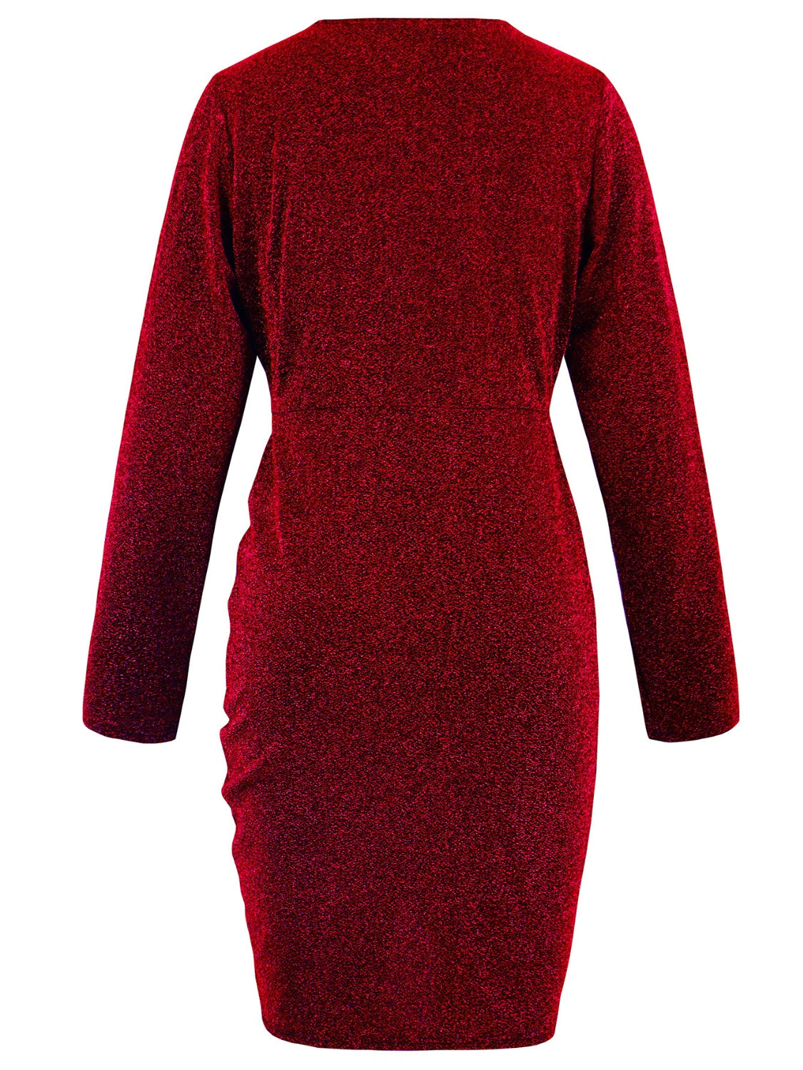 Ruched Heathered Surplice Long Sleeve Mini Dress - Classique Collection