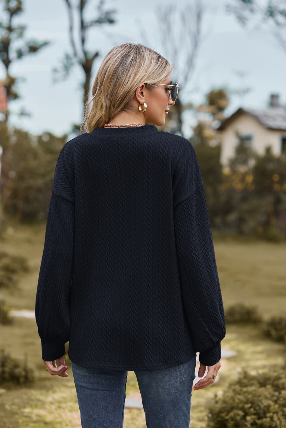 V-Neck Dropped Shoulder Blouse - Classique Collection
