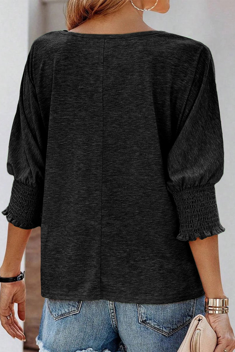 Round Neck Three-Quarter Sleeve Top - Classique Collection