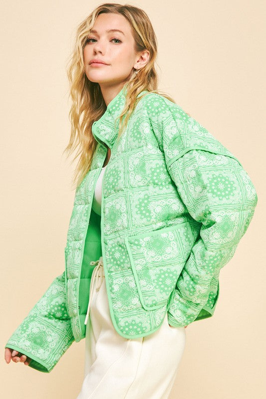 Davi & Dani Vintage Print Open Front Jacket with Pockets - Classique Collection