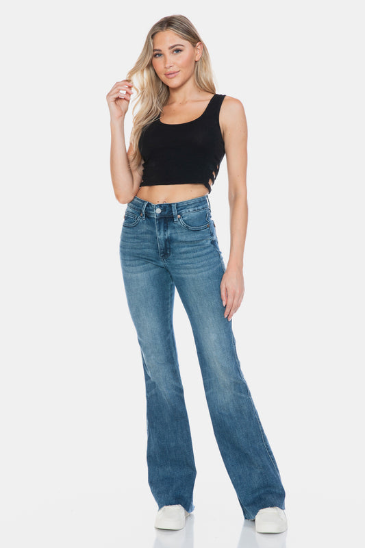 Judy Blue Full Size Tummy Control Cut Hem Flare Jeans - Classique Collection