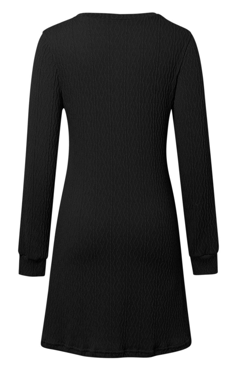 Texture V-Neck Long Sleeve Dress - Classique Collection