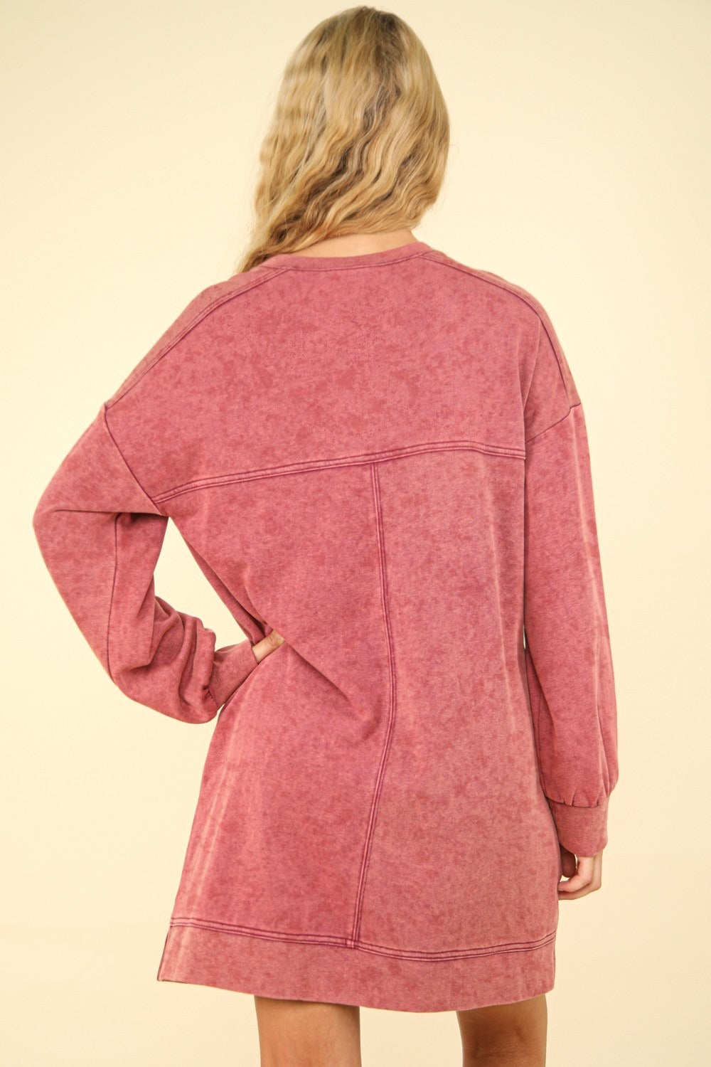 VERY J Mineral Washed Oversized Sweatshirt Mini Dress - Classique Collection