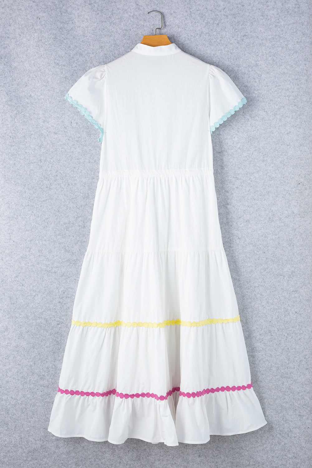 Contrast Trim Button Up Short Sleeve Dress - Classique Collection
