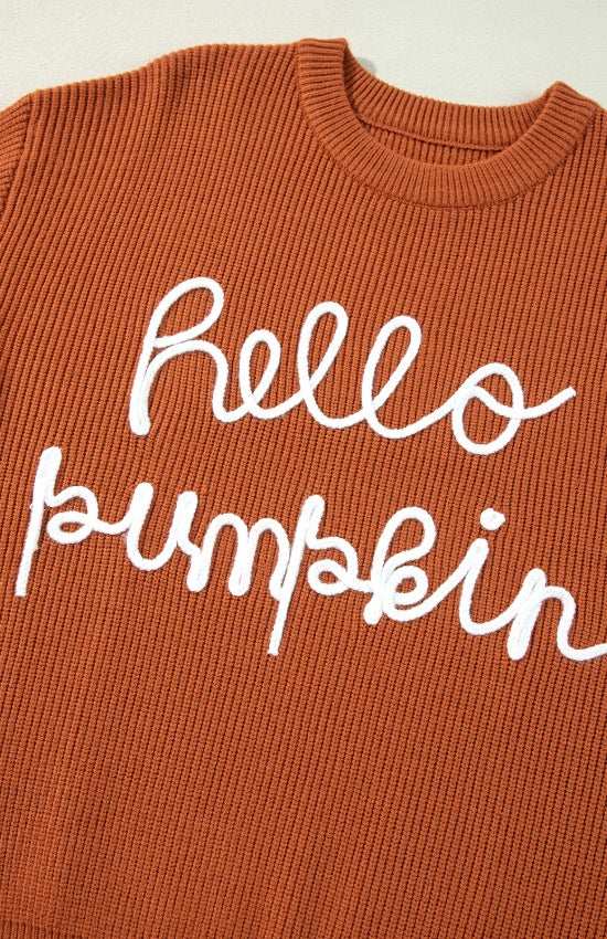 Letter Graphic Round Neck Long Sleeve Sweater - Classique Collection