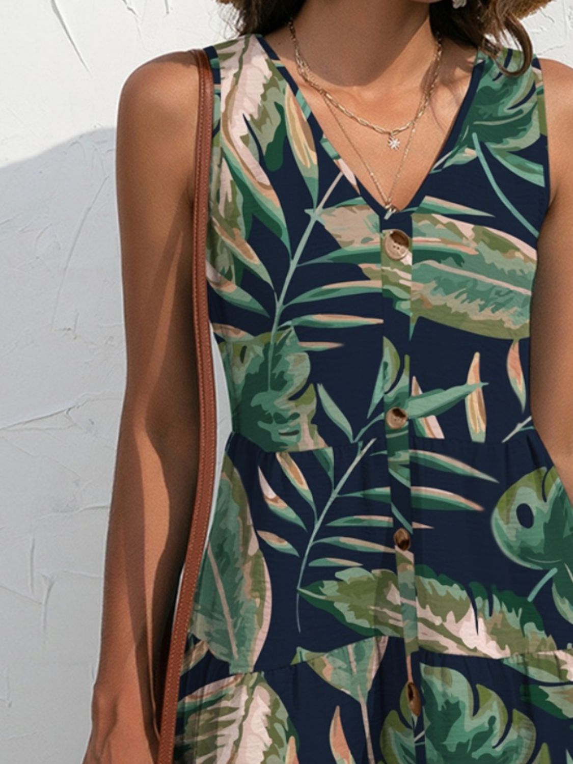 FAM-FAM Printed V-Neck Sleeveless Mini Dress - Classique Collection