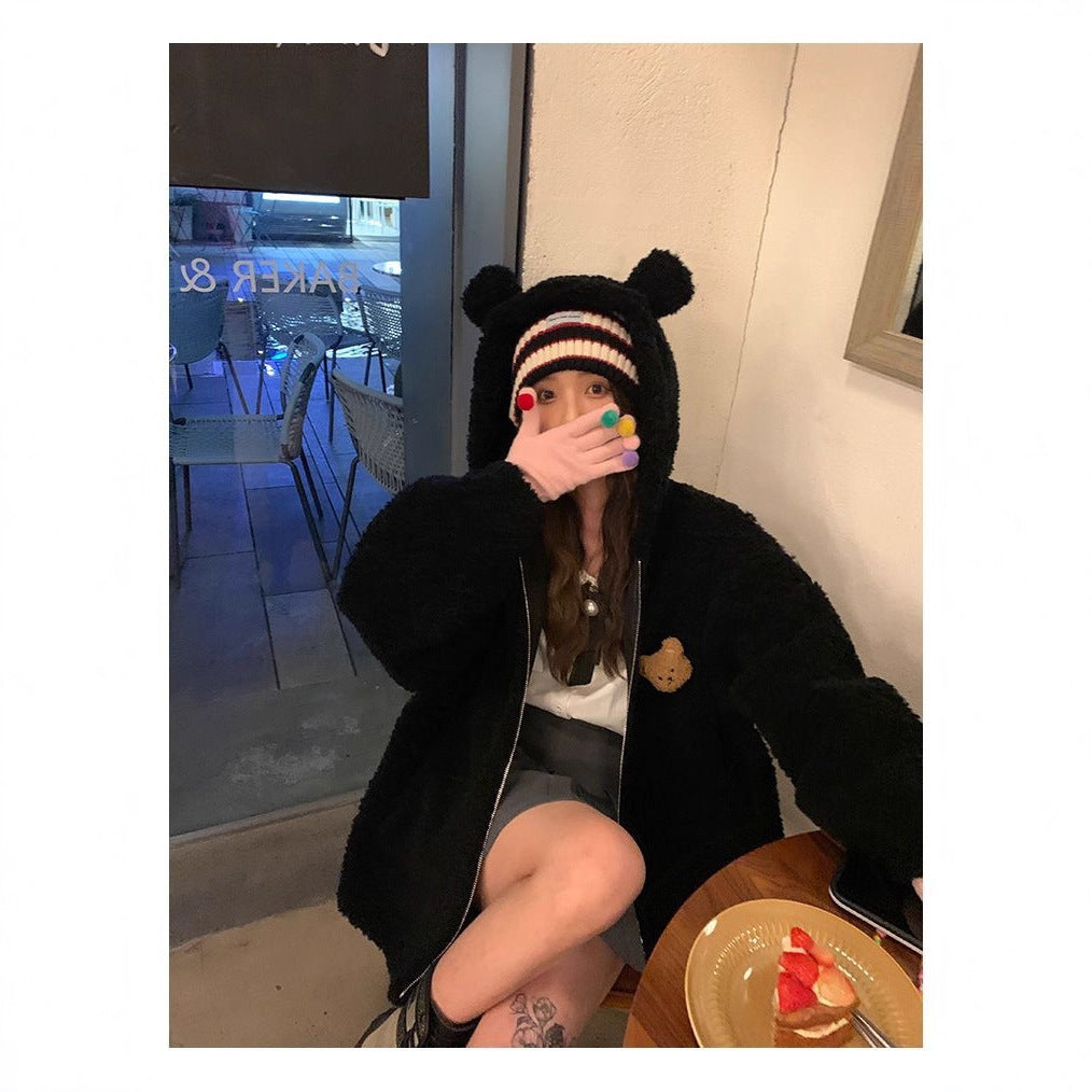 Lamb Wool Zipper Coat For Women ClassiQ