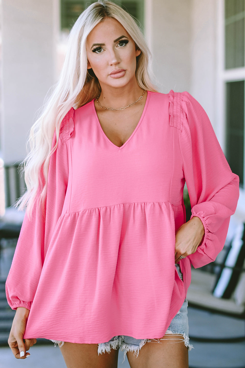 V-Neck Babydoll Top - Classique Collection