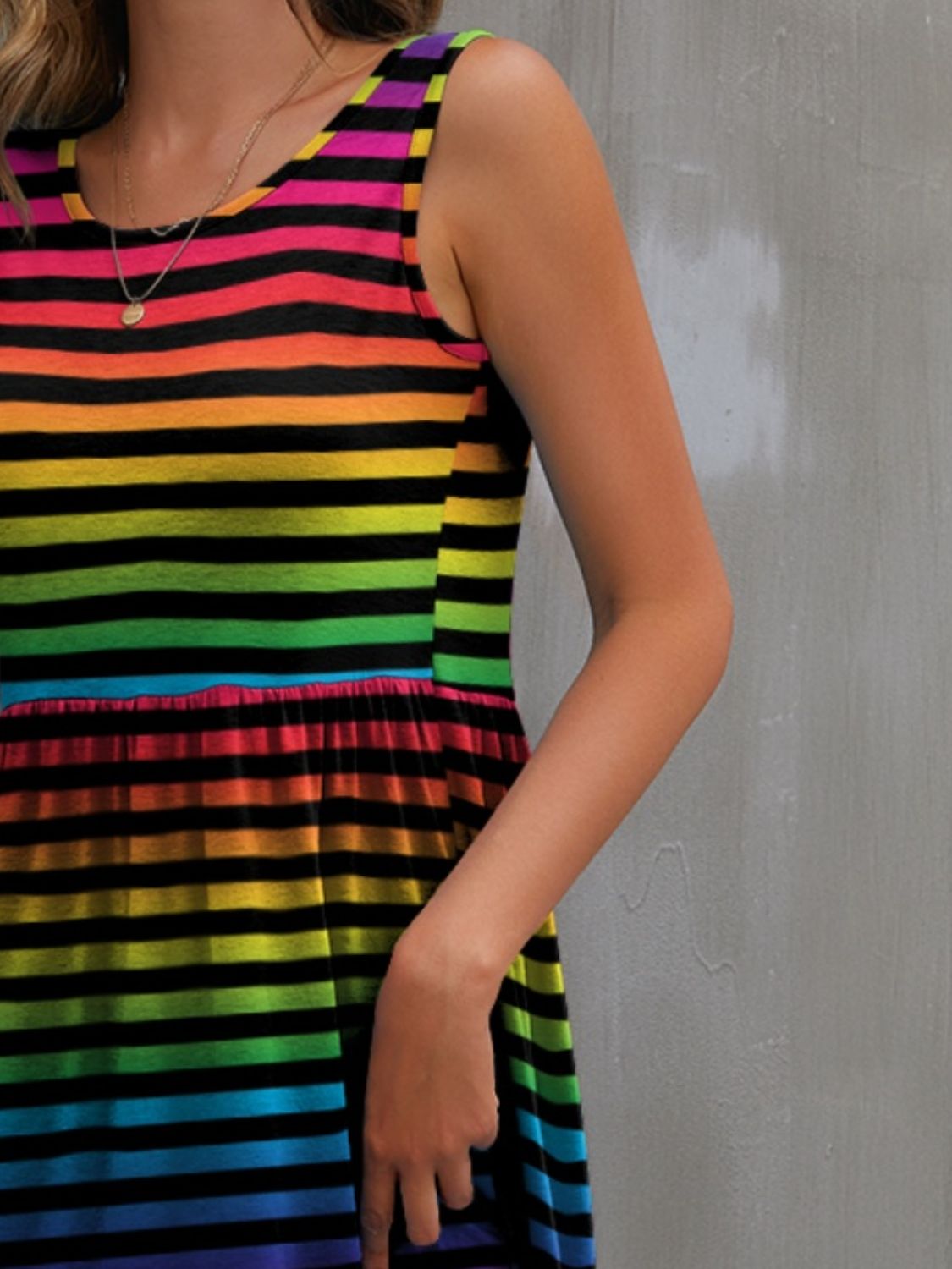 FAM-FAM Round Neck Wide Strap Mini Dress - Classique Collection