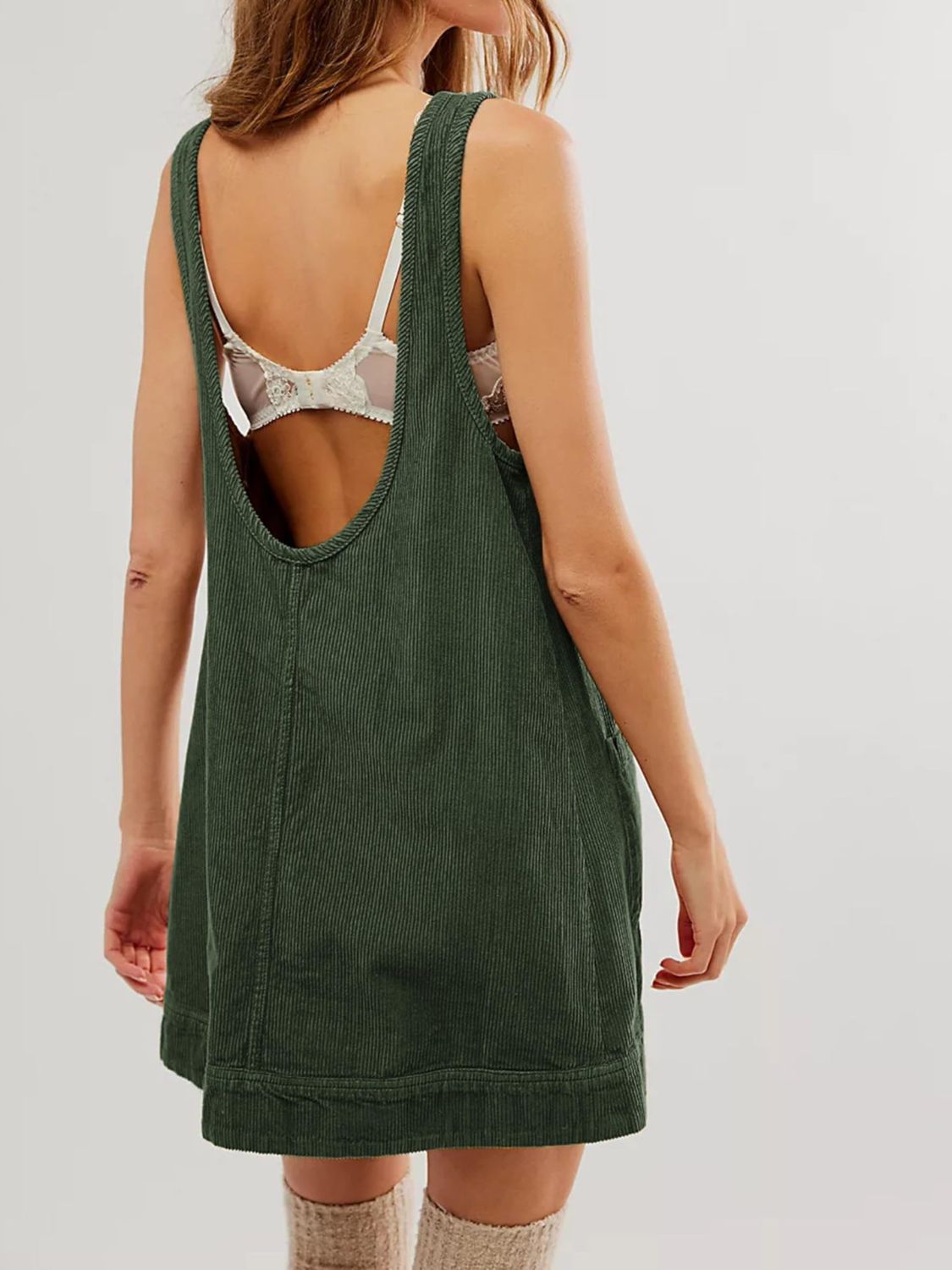 Mandy Round Neck Wide Strap Mini Dress with Pockets - Classique Collection