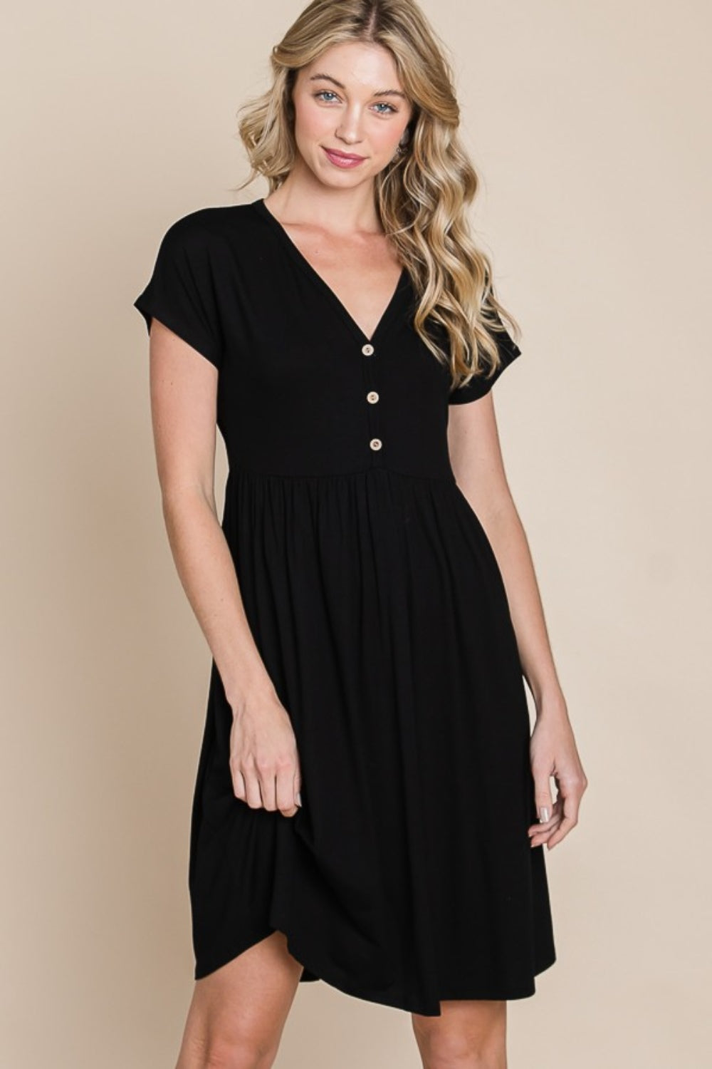 BOMBOM V-Neck Short Sleeve Dress - Classique Collection