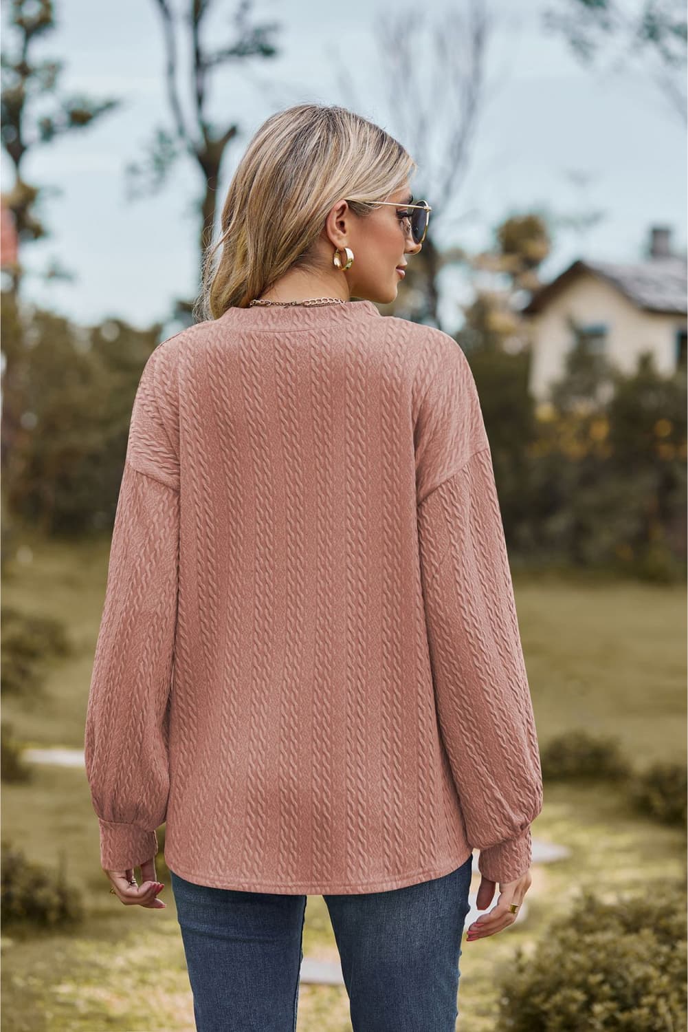 V-Neck Dropped Shoulder Blouse - Classique Collection