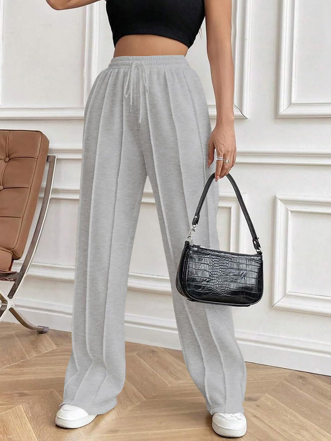 Drawstring Elastic Waist Pants with Pockets - ClassiQ