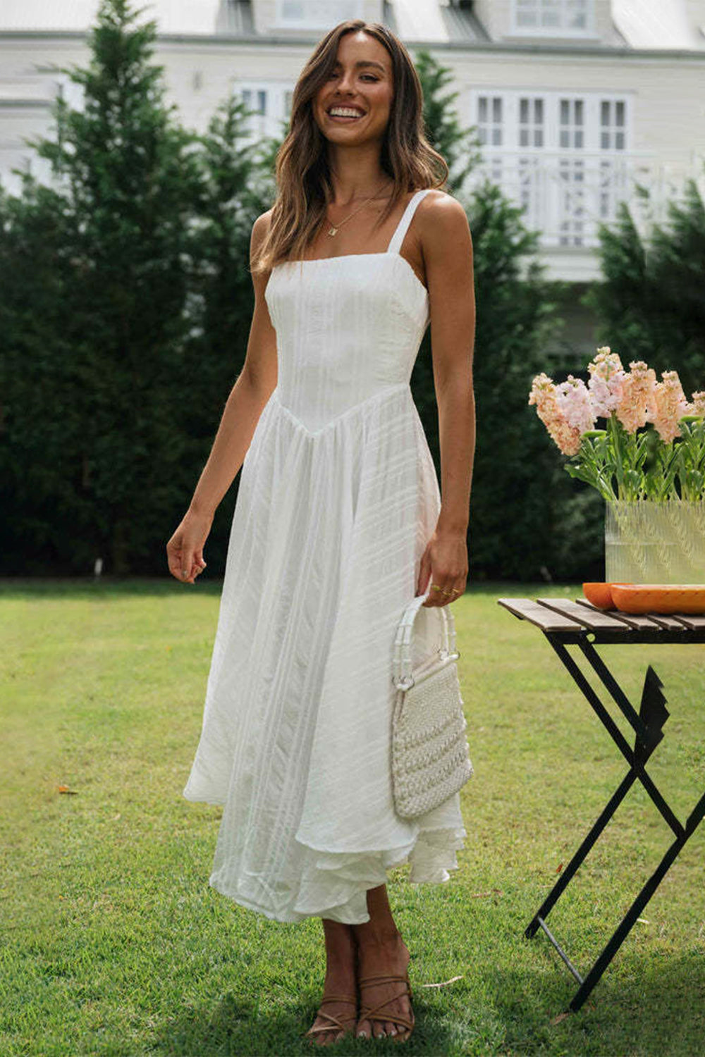 Square Neck Wide Strap Cami Dress - Classique Collection