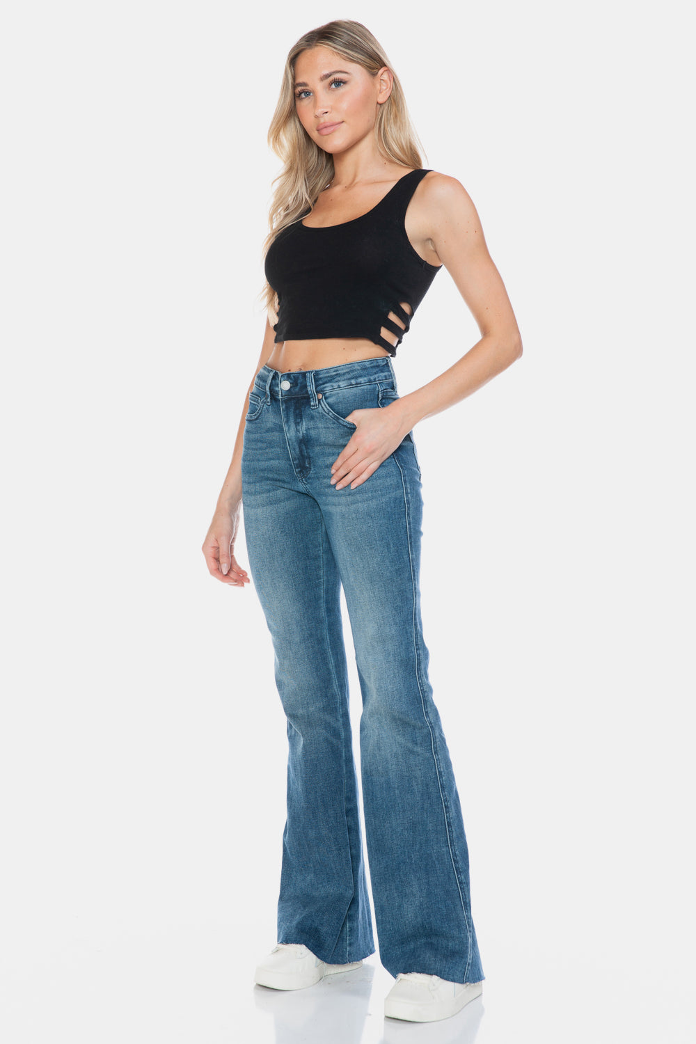 Judy Blue Full Size Tummy Control Cut Hem Flare Jeans - Classique Collection