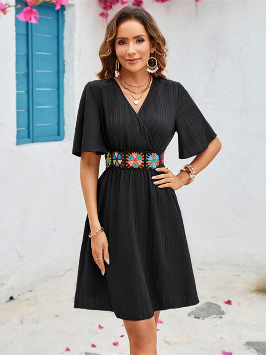 Surplice Flutter Sleeve Mini Dress - Classique Collection