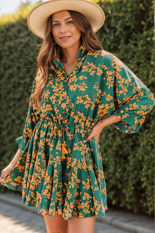 Printed Three-Quarter Sleeve Mini Dress - Classique Collection