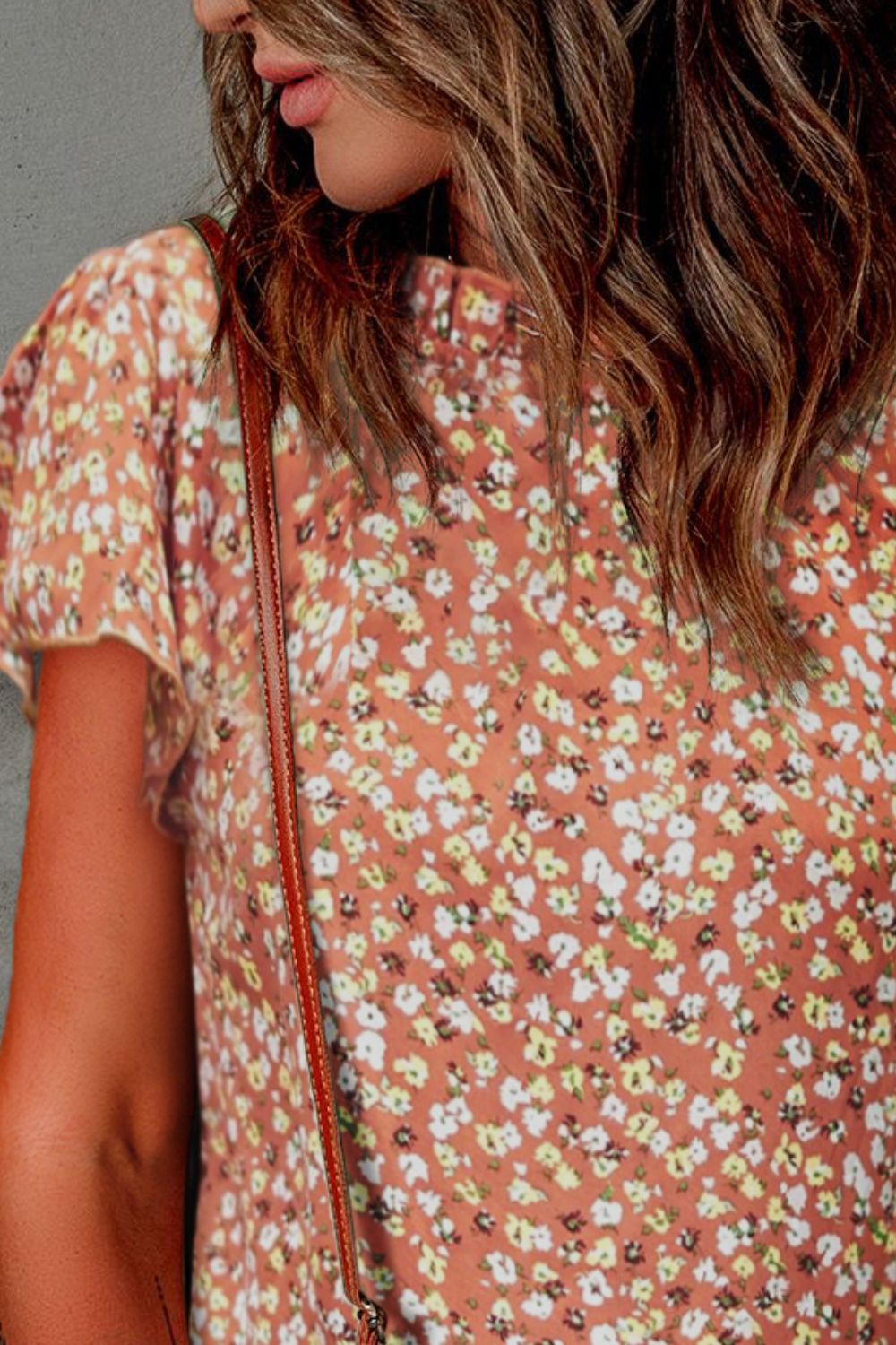 Floral Flutter Sleeve Frill Trim Blouse - Classique Collection